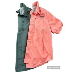 Eddie Bauer Shirts Mens 2XL Orange Green Performance Vented Long Sleeve Fishing